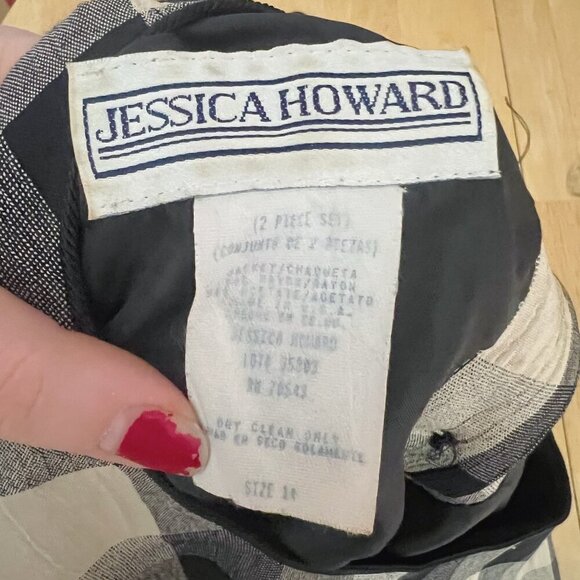 Vintage Jessica Howard Black and White Checkerboard Short Sleeve Blouse Size 14 - Picture 6 of 6